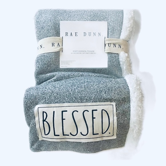 rae dunn knit sherpa throw